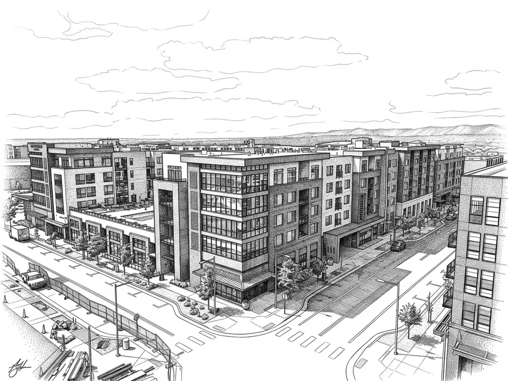 Illustration of the Downtown Westminster development in Westminster, Colorado